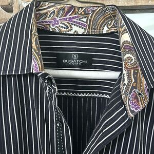 Men’s Bugatchi dress with detailed collar and cuffs!perfect condition!